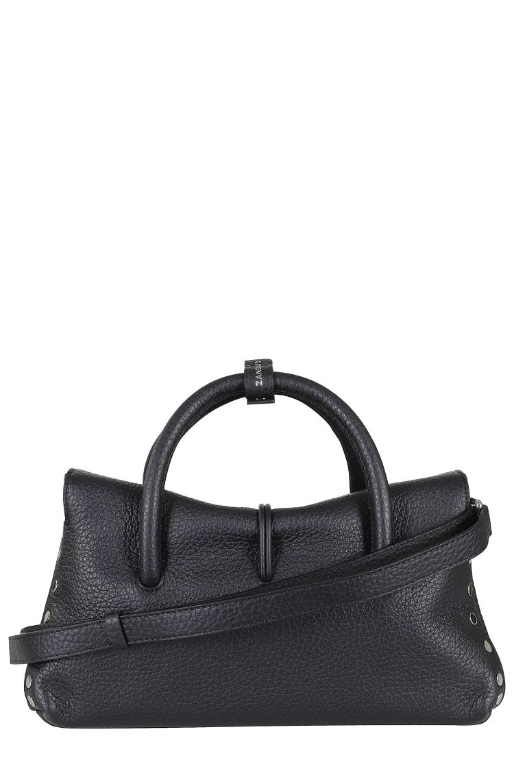 Zanellato Black Hammered Leather Shoulder Bag