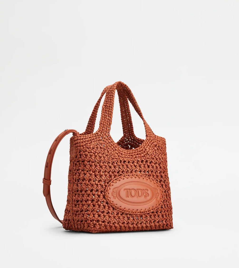 Tod's Textured Medium Tote Bag In Warm Terracotta
