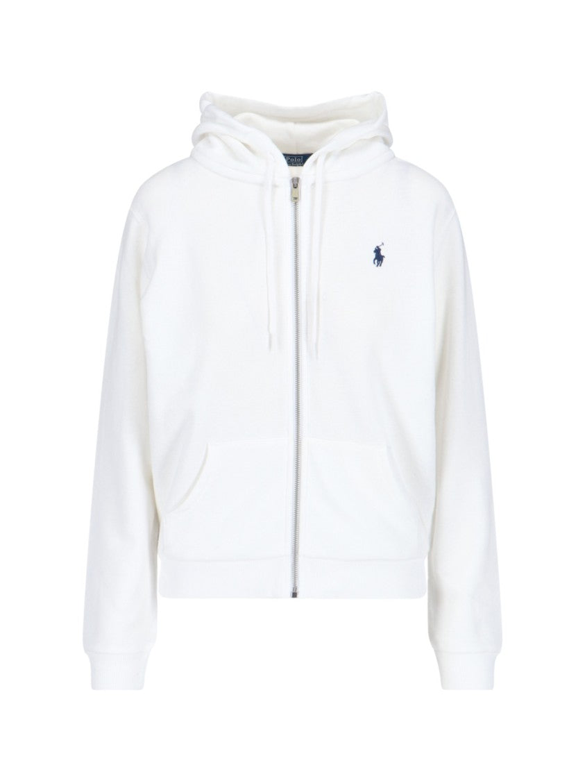 Polo Ralph Lauren Logo Zip Hoodie – White