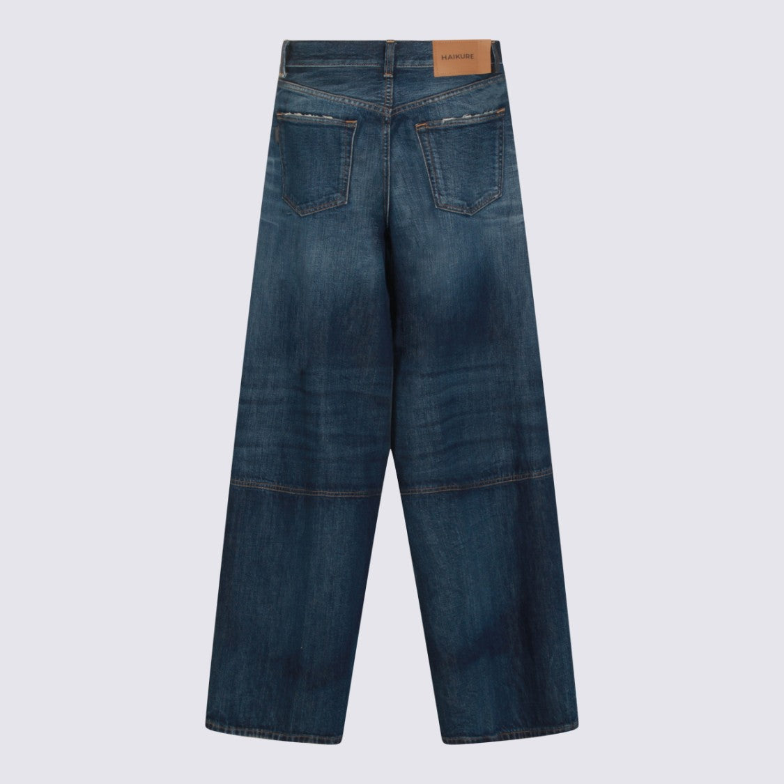 Haikure Wide-Leg Denim Jeans With Unique Reinforced Knee Patches