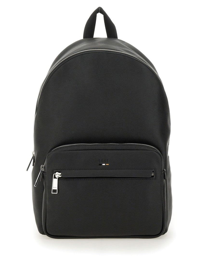Boss Ray Structured Black Logo Backpack