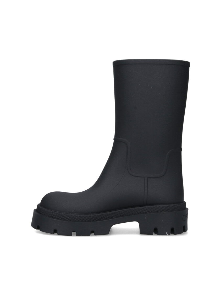 Off-White Mid-Calf Black Ankle Boots With Sole