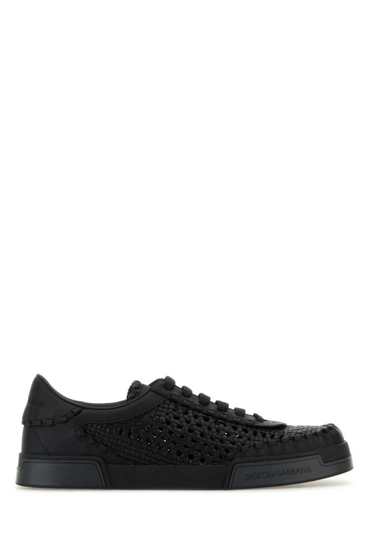 Dolce & Gabbana Black Leather Portofino Sneakers