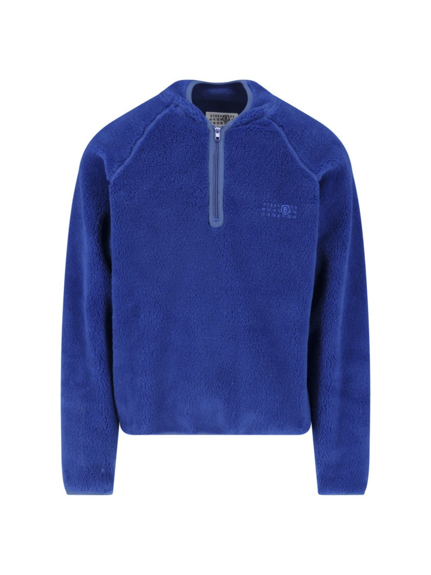 Mm6 By Maison Margiela Blue Fabric Teddy Zip Sweatshirt