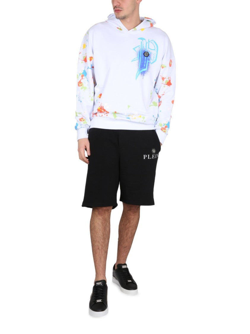 Philipp Plein Hooded Sweatshirt With Splatter Paint Design