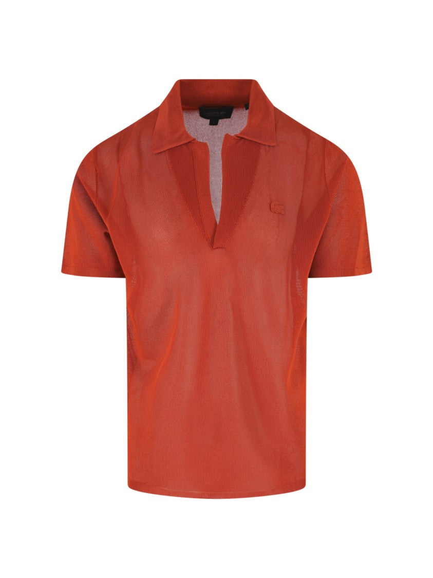 Lacoste Orange Piqué Satin Ribbed Logo Polo