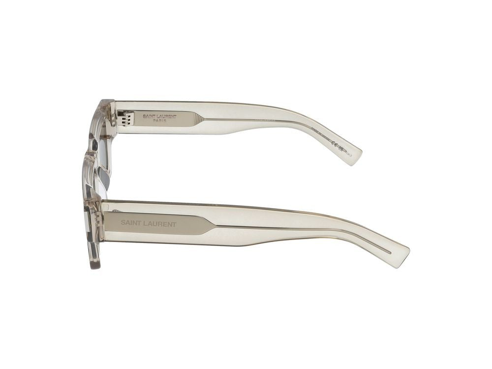 Saint Laurent Bold Oversized Square Sunglasses In Translucent Beige