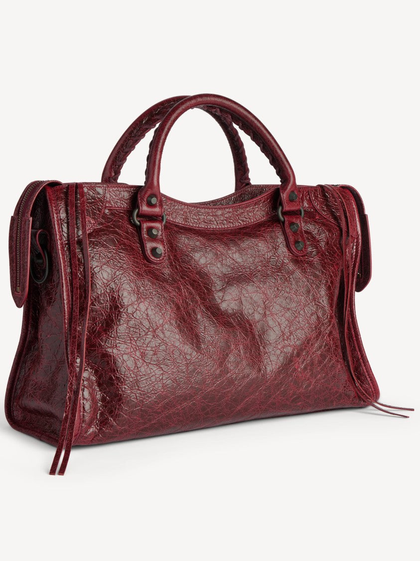 Balenciaga Spacious Burgundy Textured Leather Shoulder Bag