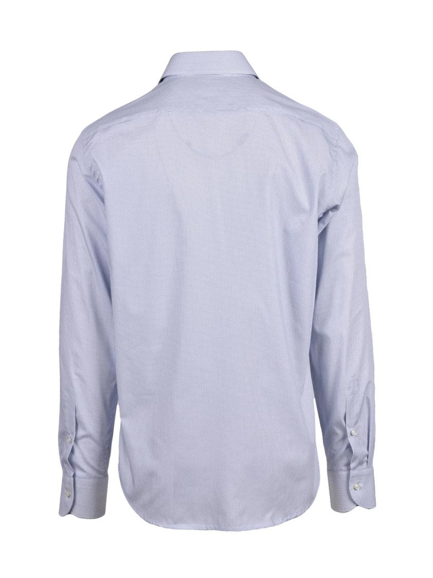 Ghirardelli White Blue Micro-Check Shirt