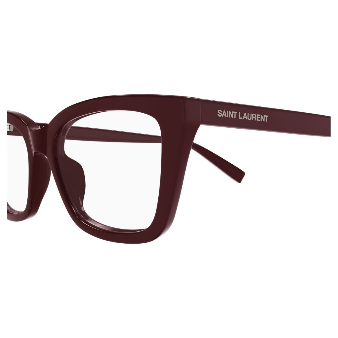 Saint Laurent Rectangular Frame Eyewear In Deep Burgundy