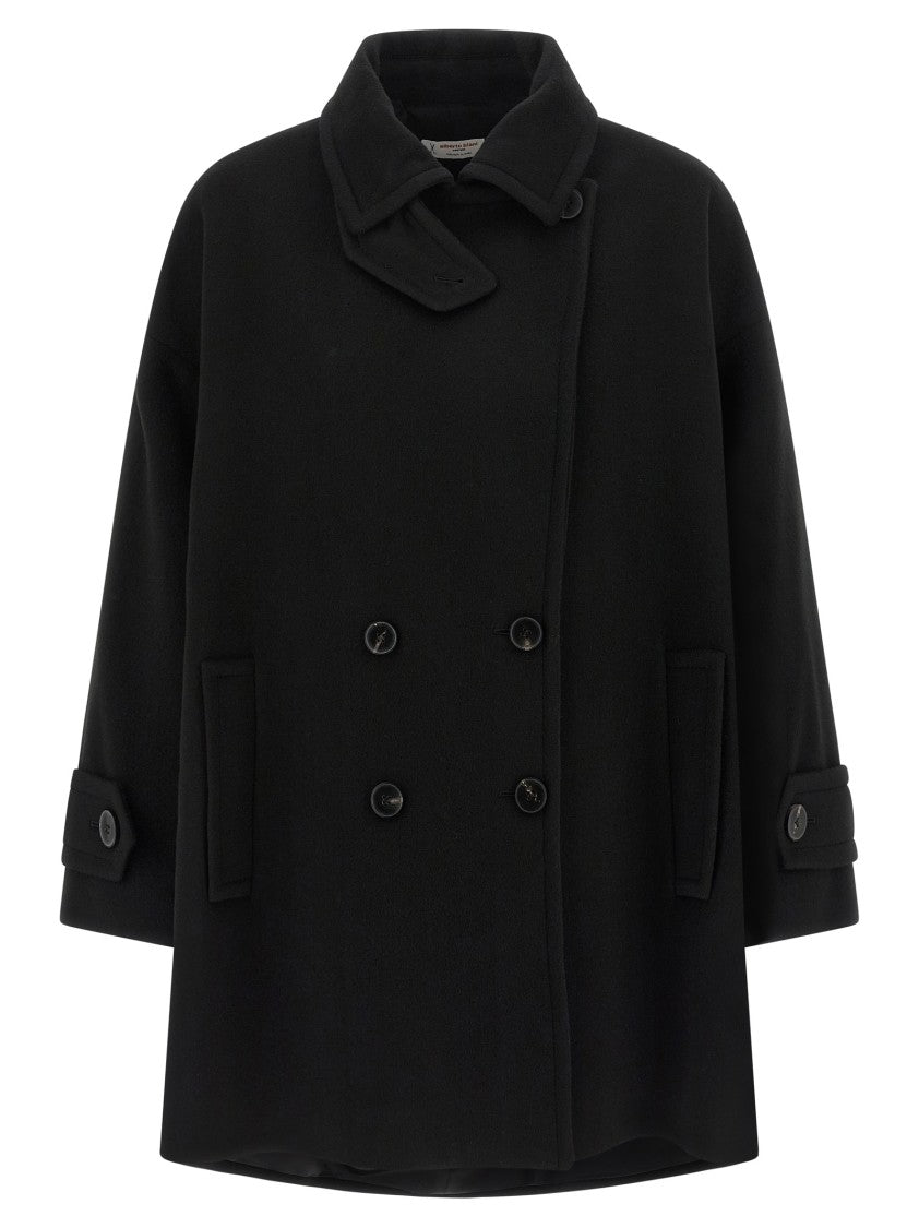 Alberto Biani Double-Breasted Wool Caban With Shirt Collar