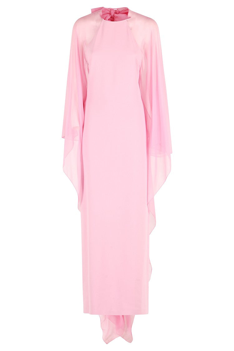 Alberta Ferretti Pink Maxi Dress With Chiffon Details