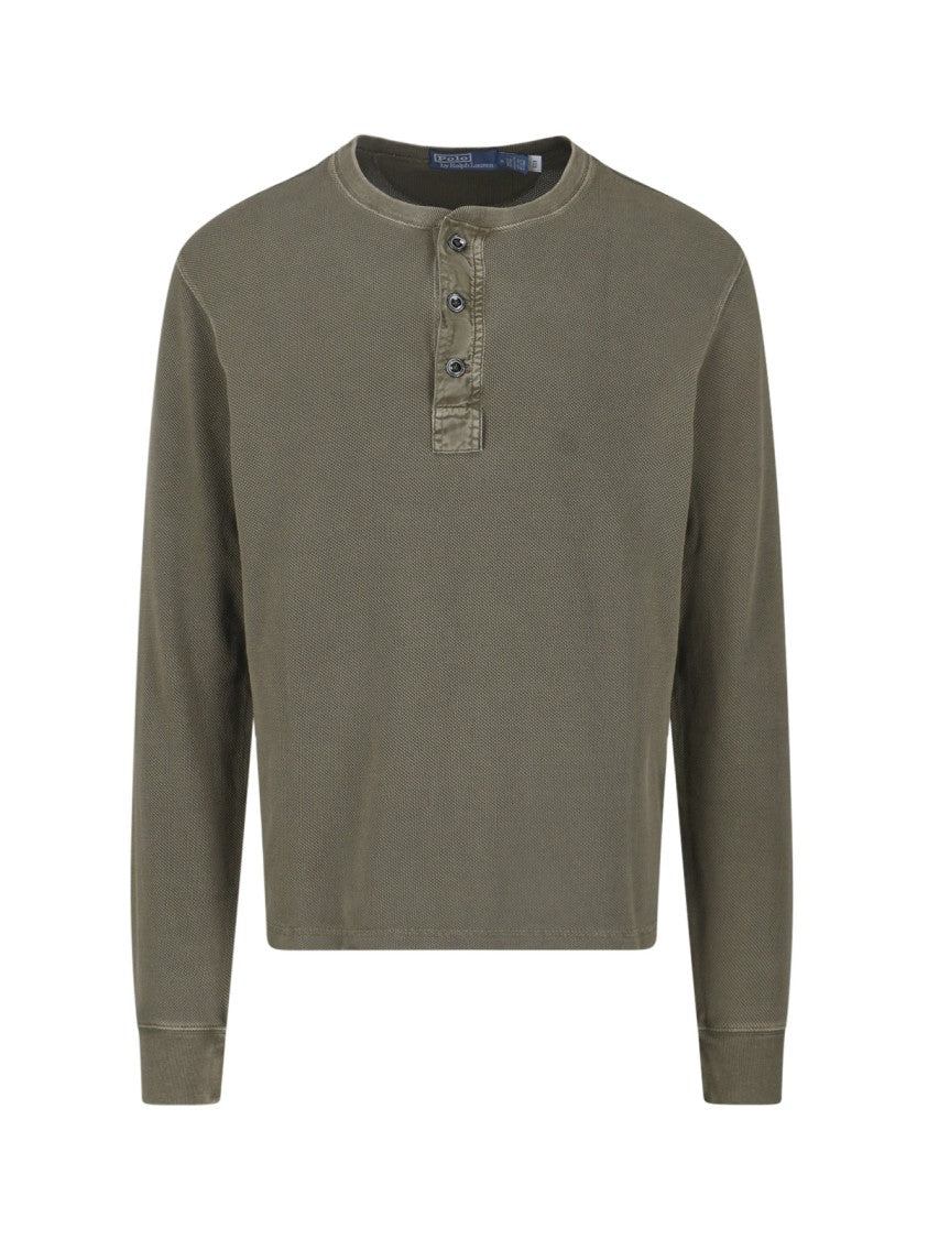 Polo Ralph Lauren Henley Sweater In Green Cotton