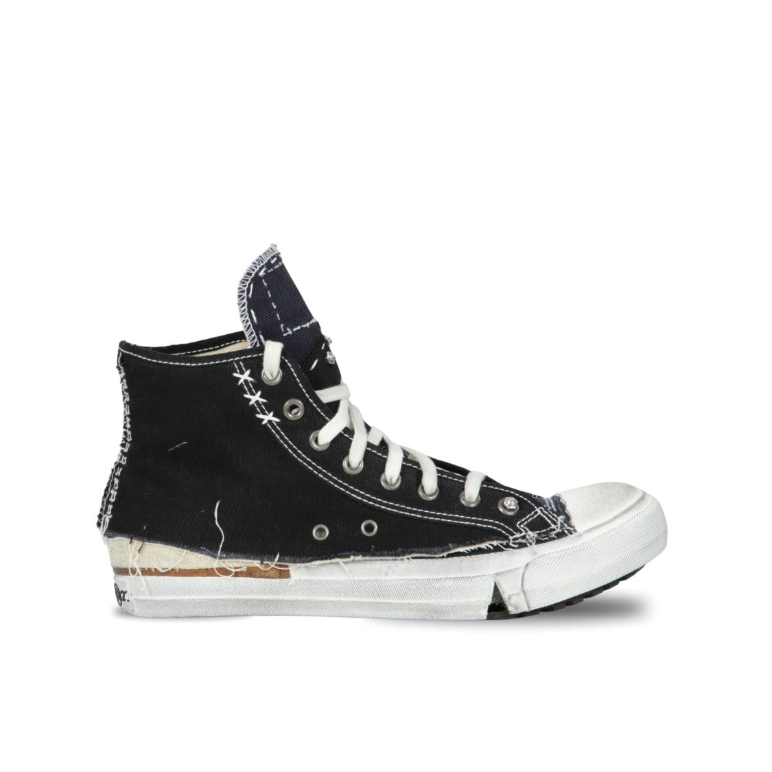 Maison Margiela High-Top Sneakers With Layered Canvas