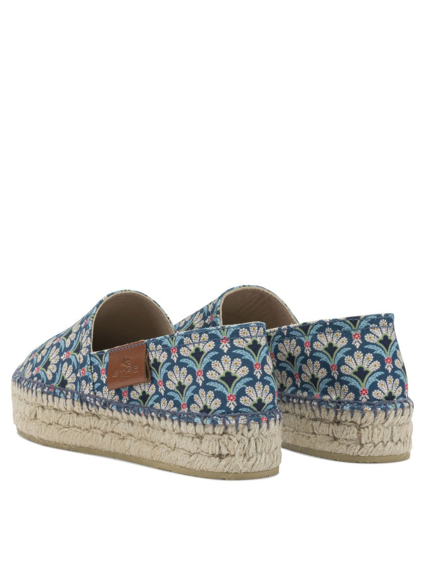 Etro Floral-Pattern Cotton Espadrilles