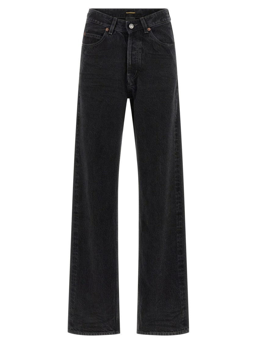 Saint Laurent High-Waisted V-Front Jeans In Black Denim
