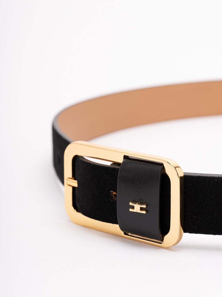 Elisabetta Franchi Minimalist Black Leather Belt