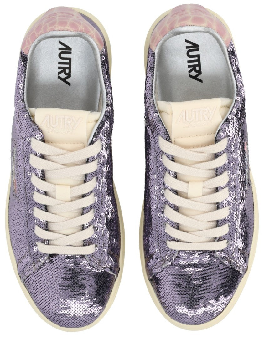 Autry Purple Sequin Low-Top Sneakers