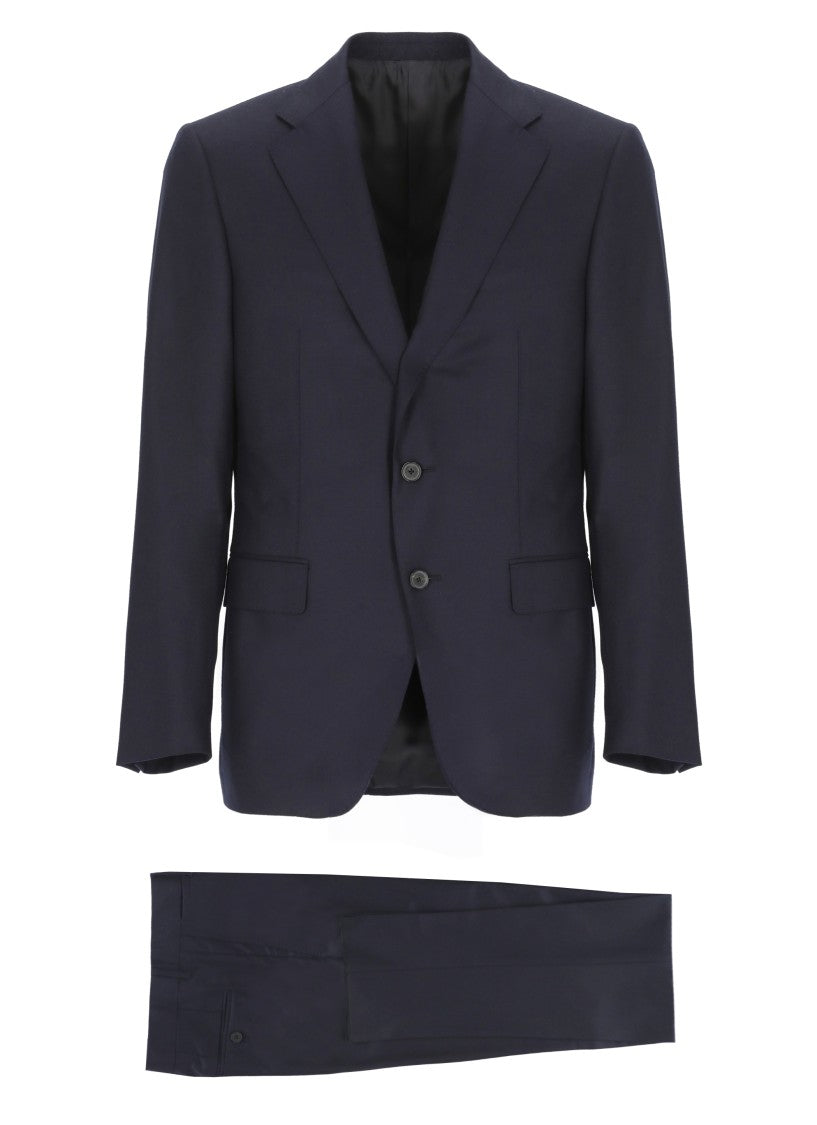 Caruso Dark Blue Tailored Wool Suit