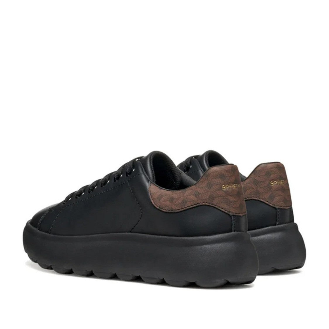 Geox Spherica Leisure Black Leather Sneakers