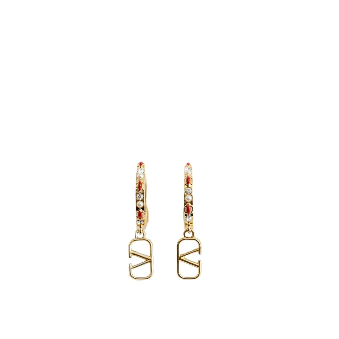 Valentino Bejeweled Gold-Tone Hoop Earrings