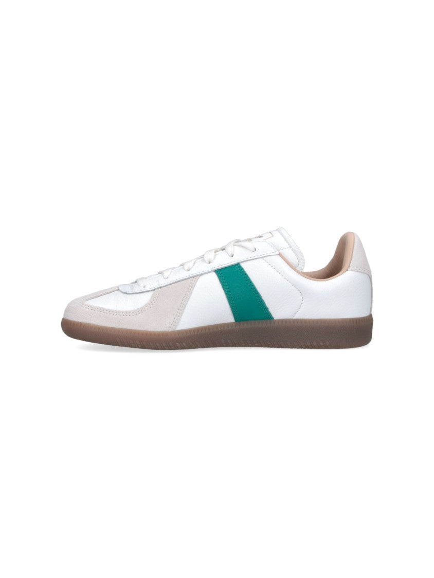 Adidas White Leather Green Stripe Low-Profile Sneakers