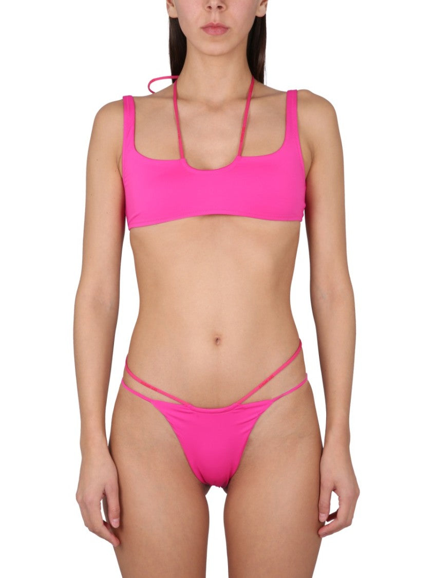 Off-White Lace-Up Beachwear Bikini