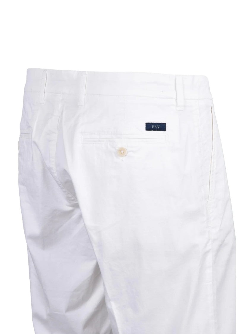 Fay White Cotton Elastane Bermuda Shorts