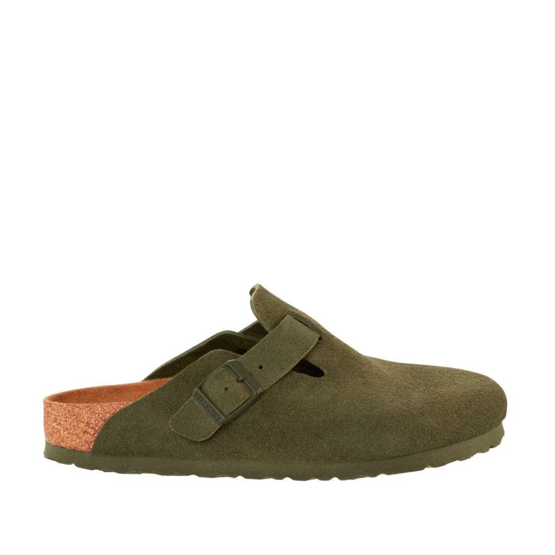 Birkenstock Boston Sabot In Thyme Green Suede