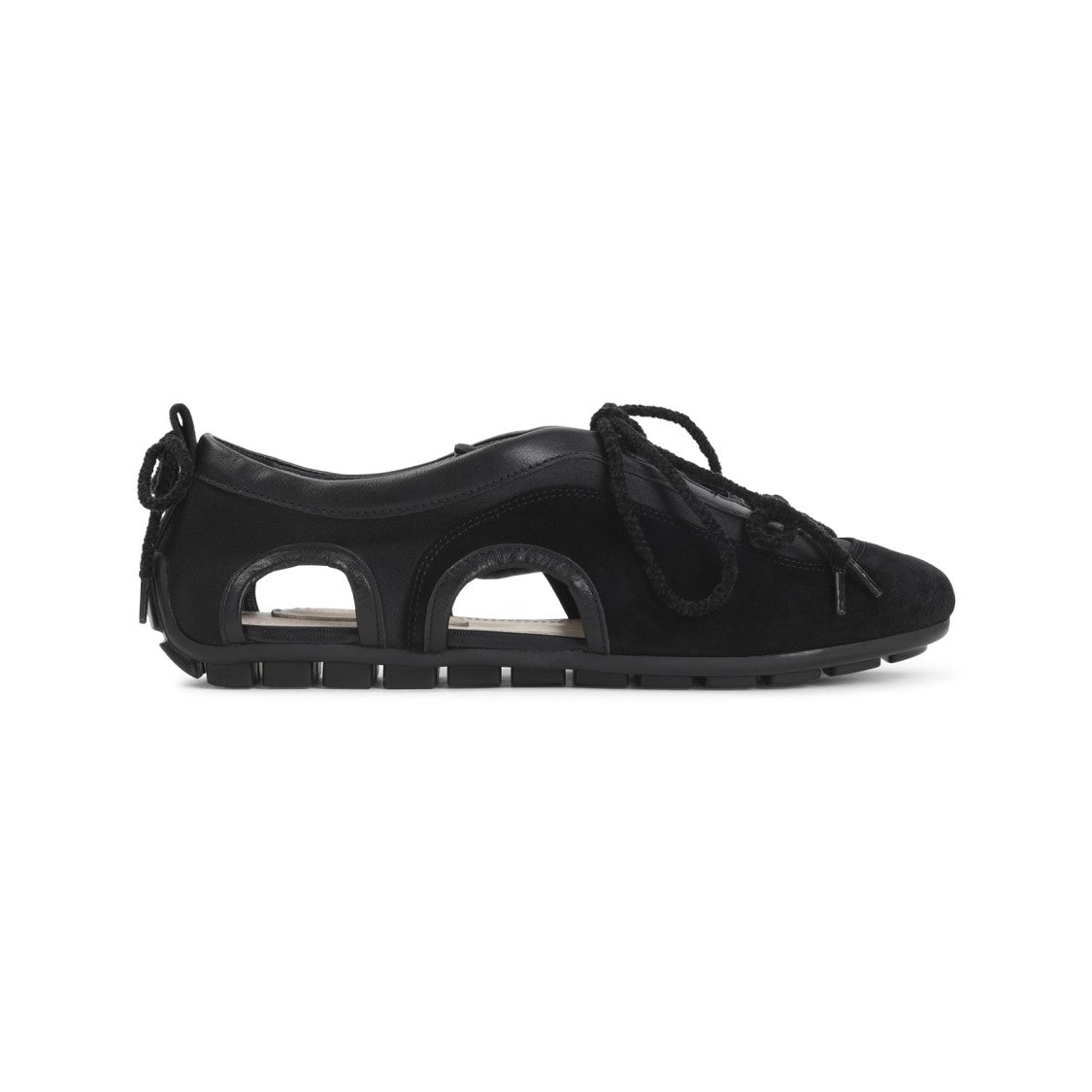 Simone Rocha Cut-Out Black Sneakers With Textured Laces