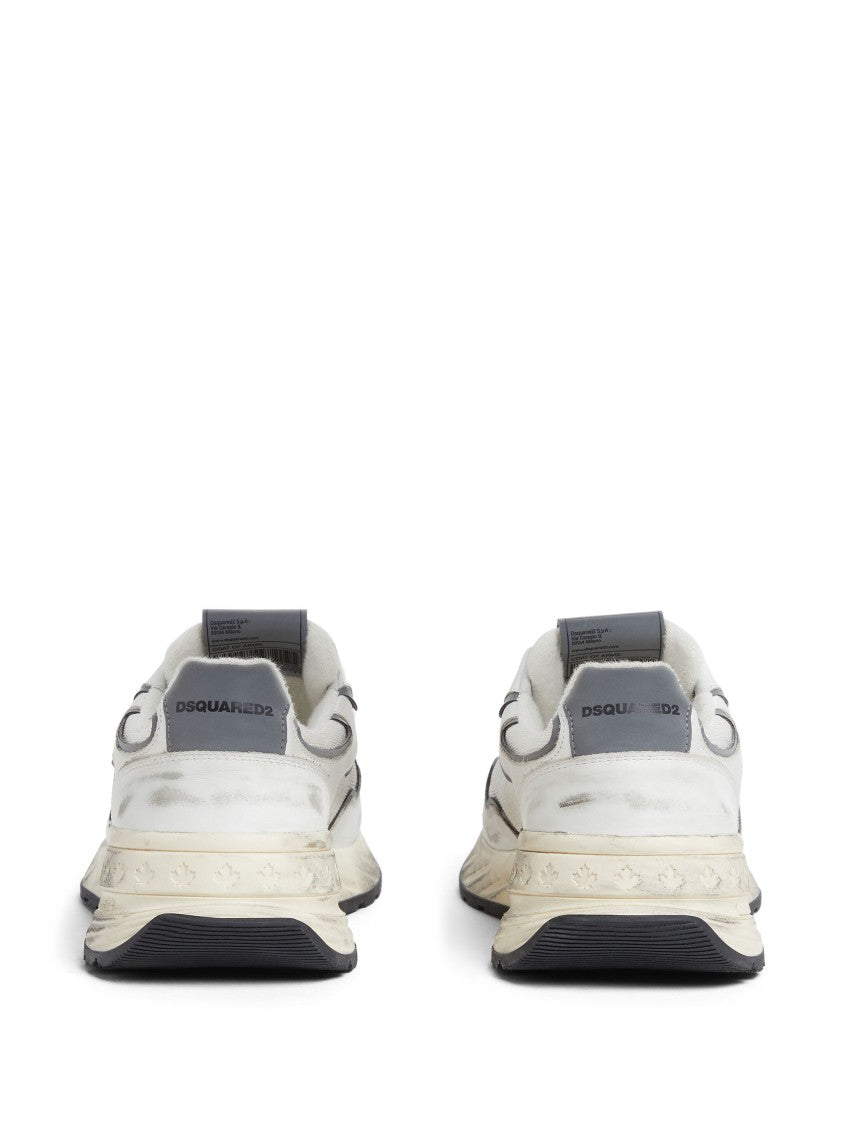 Dsquared2 Sprinter Silver Leather Mesh Running Sneakers