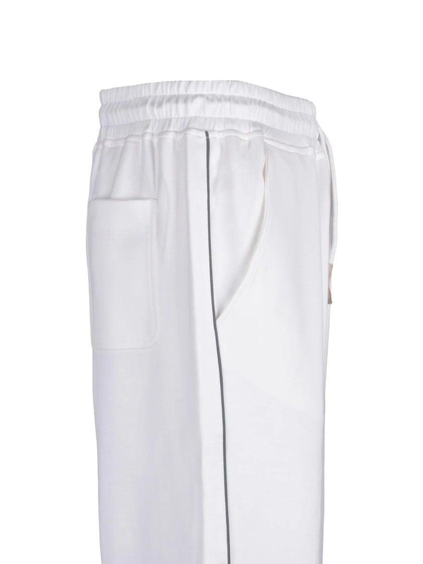 Eleventy Minimalist White Tracksuit With Drawstring Waistband And Subtle Piping