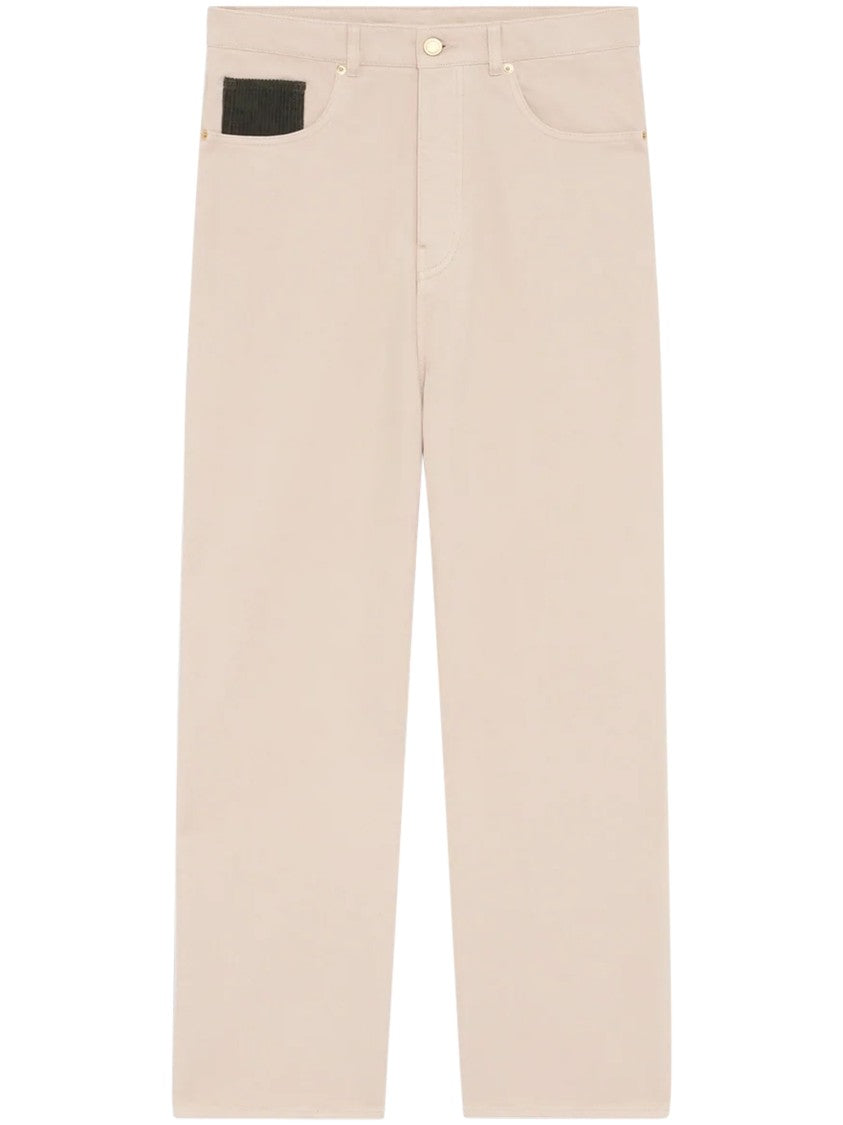 Drôle De Monsieur Straight-Cut Trousers With Distinctive Corduroy Patch
