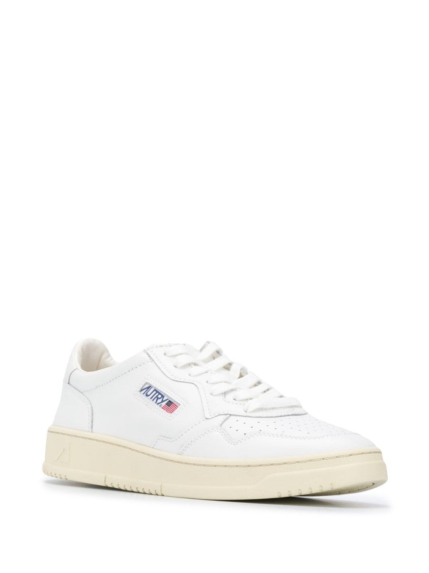 Autry Classic Low-Top White Leather Sneakers With Perforated Detailing