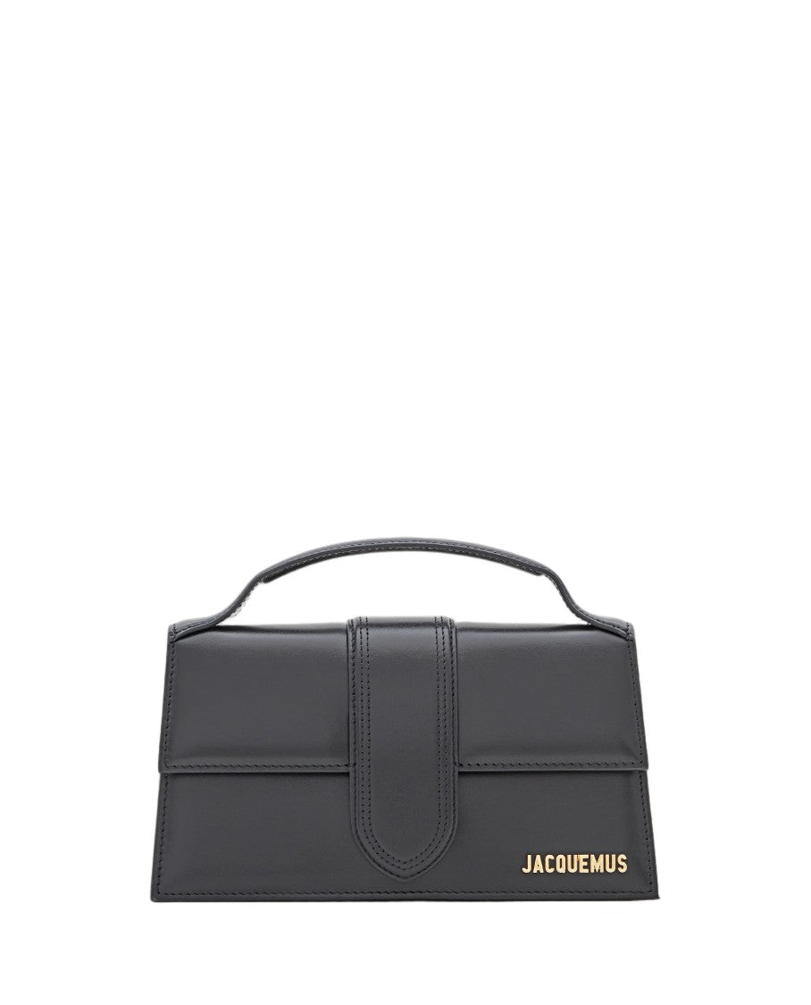 Jacquemus Structured Black Leather Shoulder Bag With Padded Handle