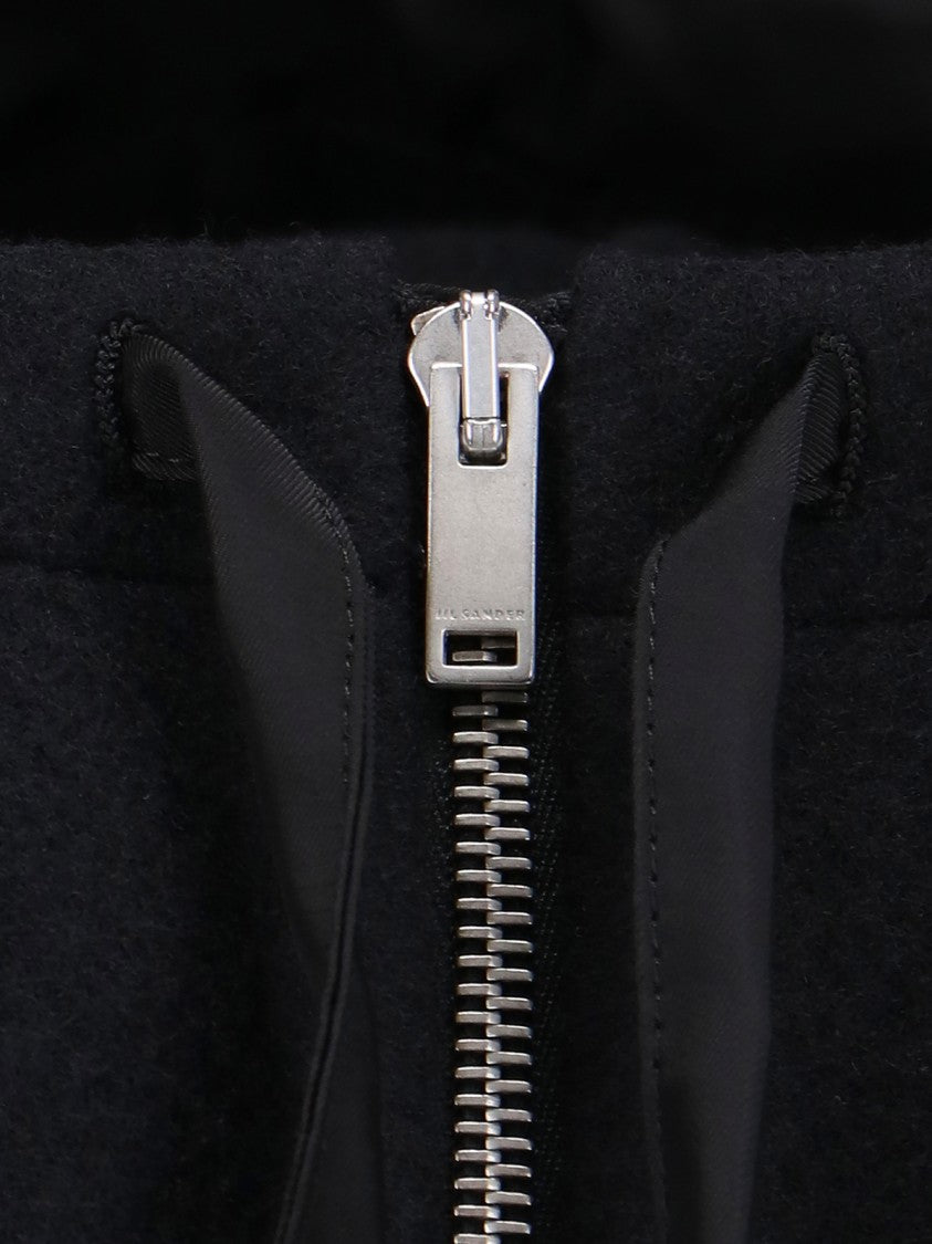 Jil Sander Hooded Jacket With Embroidered Logo – Black