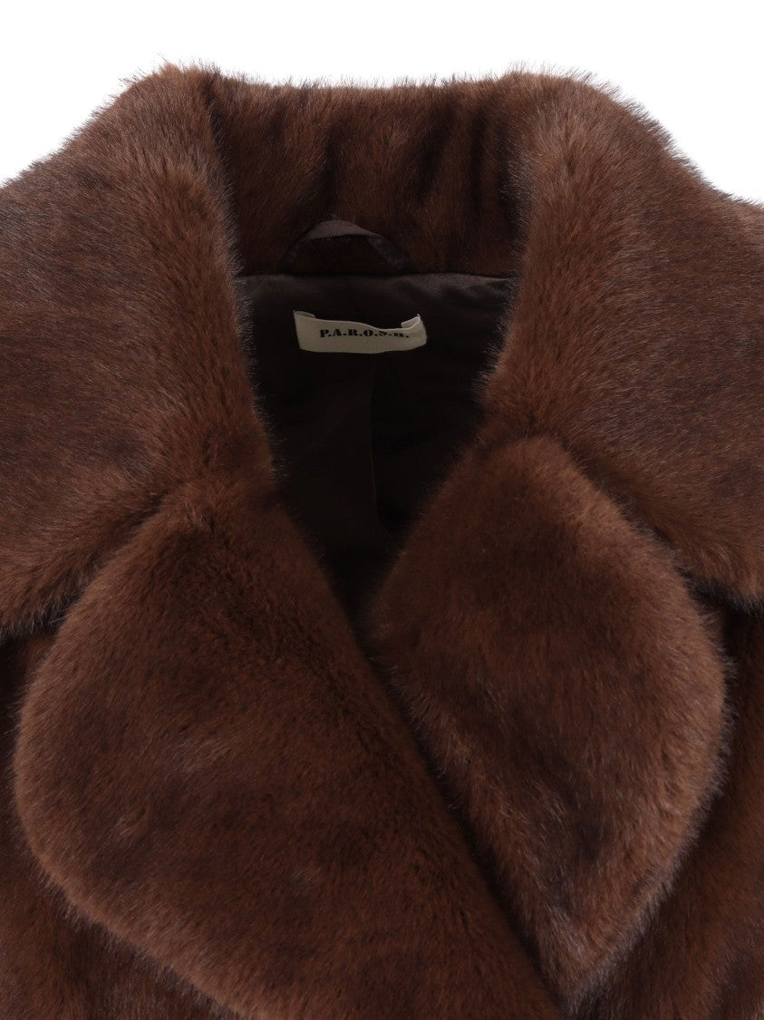 P.A.R.O.S.H. Plush Brown Faux Fur Vest
