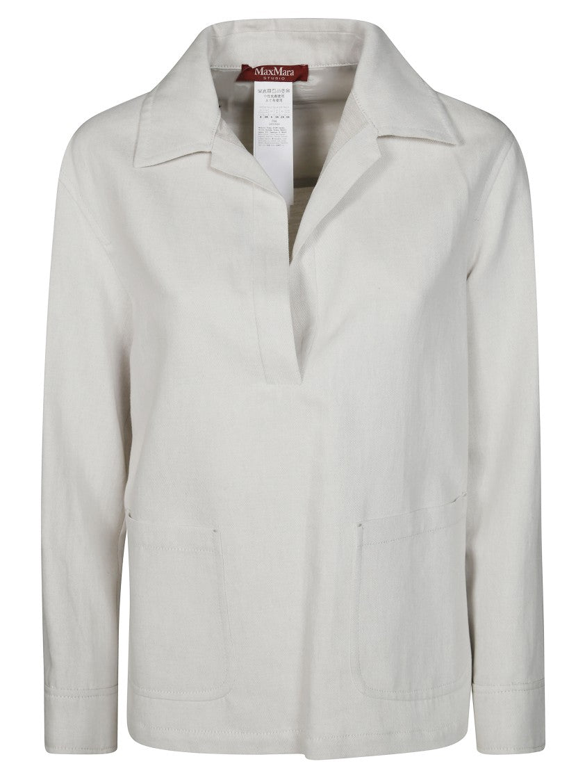 Max Mara Lightweight Neutrals Top With Classic Collar