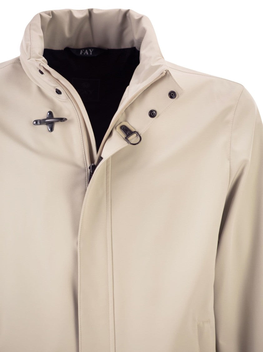 Fay Short Travel Bomber Jacket In Stretch Nylon