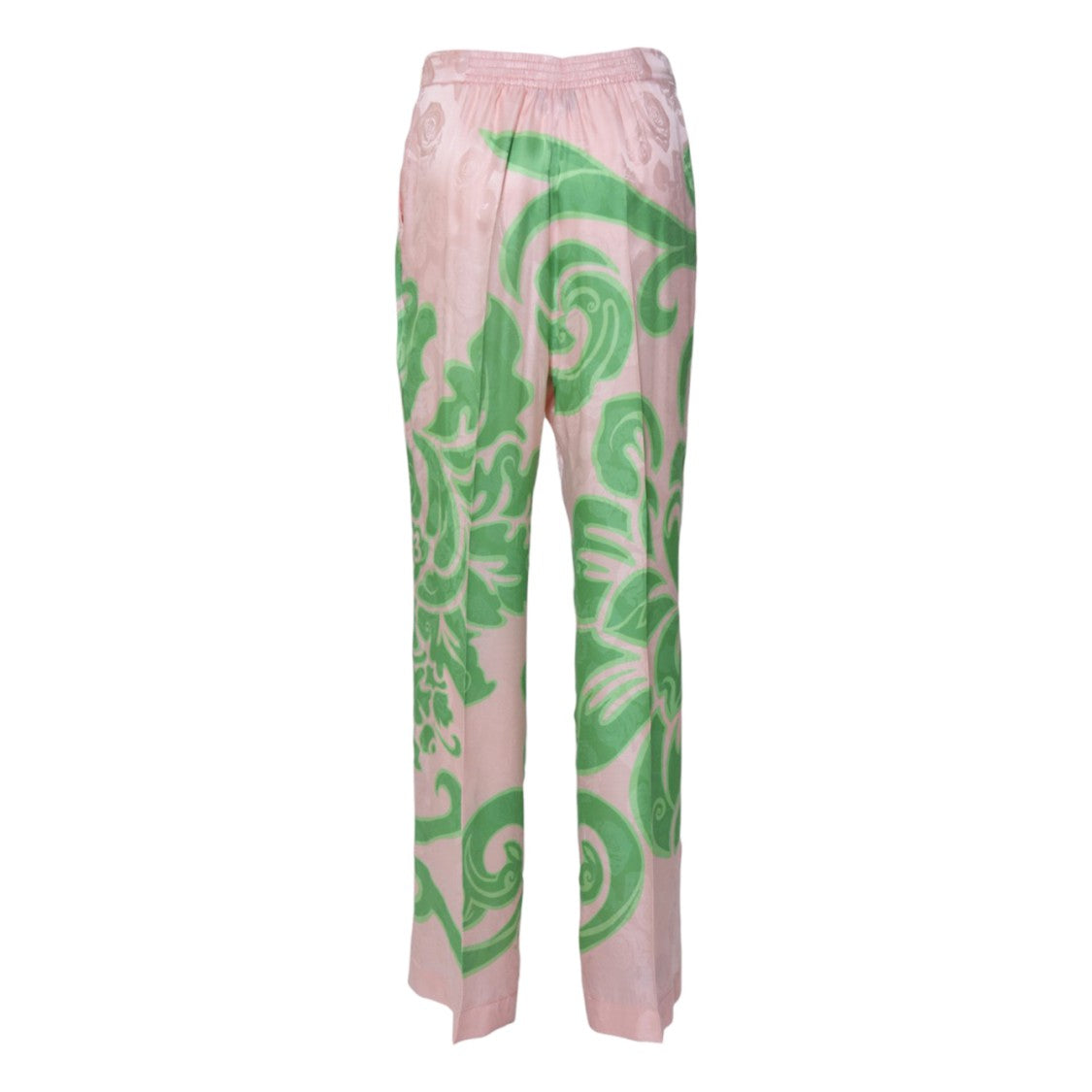Etro Pink And Green Printed Viscose-Silk Trousers