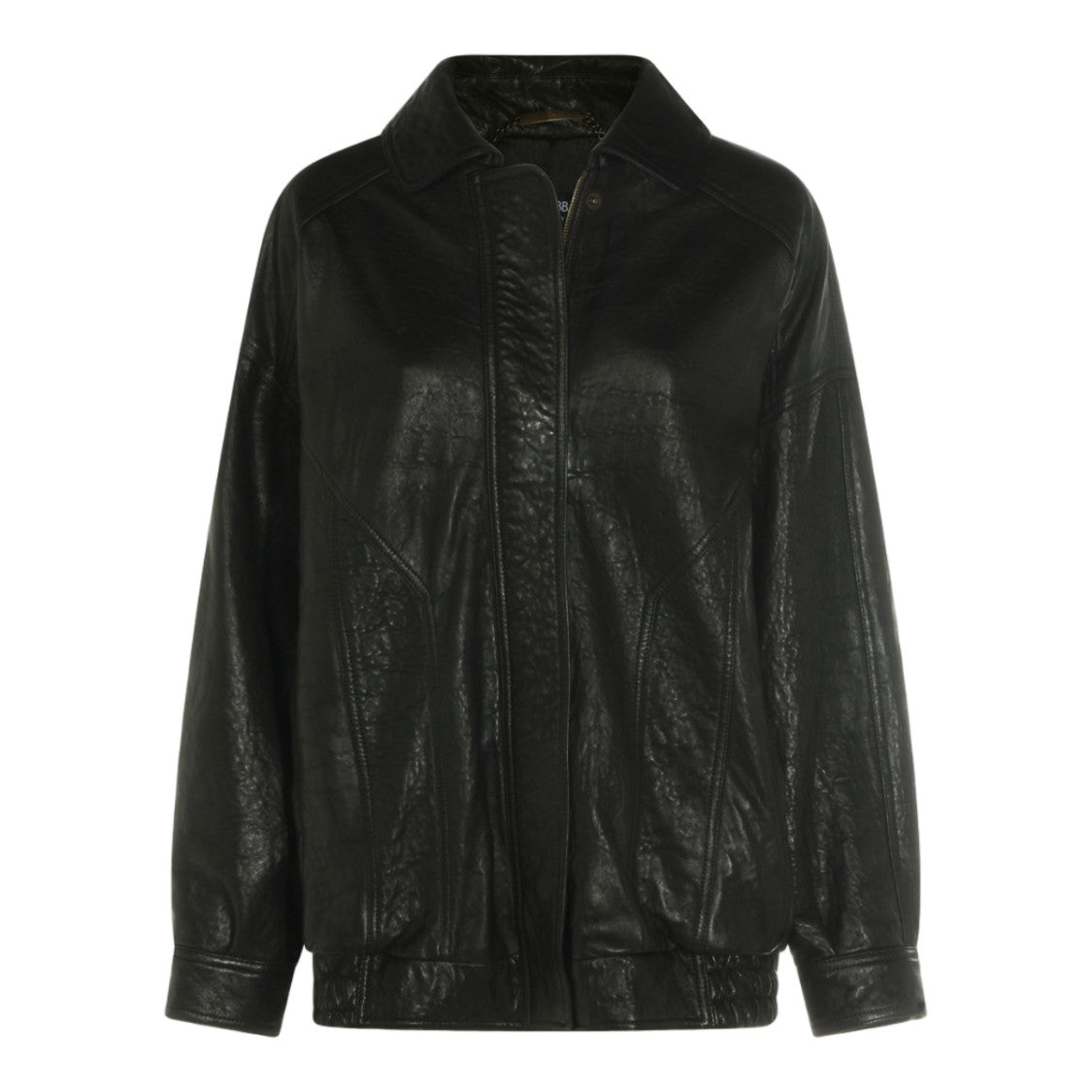 Dolce & Gabbana Black Leather Jacket With Classic Collar