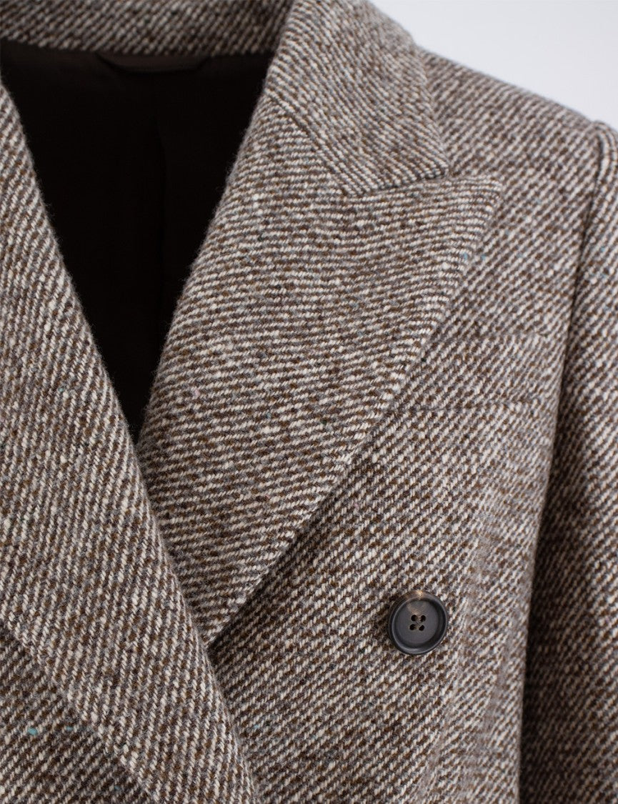 Brunello Cucinelli Textured Herringbone Double-Breasted Jacket