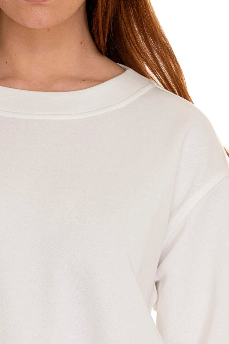 Fay White Drawcord Hem Cotton-Blend Sweatshirt