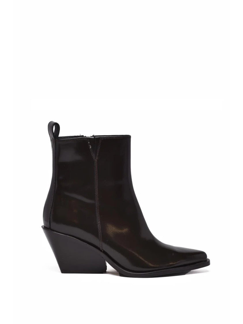 Marella Brown Leather Wedge Ankle Boots