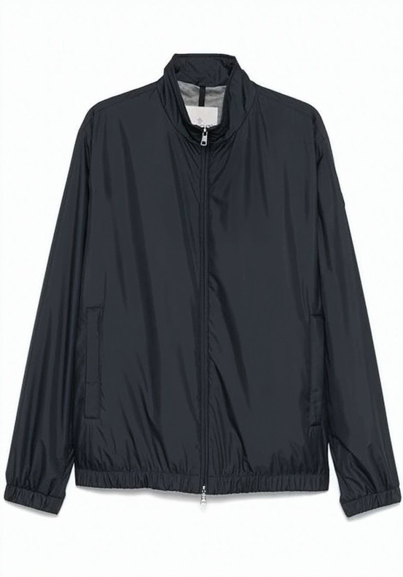 Moncler Black Bomber Jacket With Stand Collar