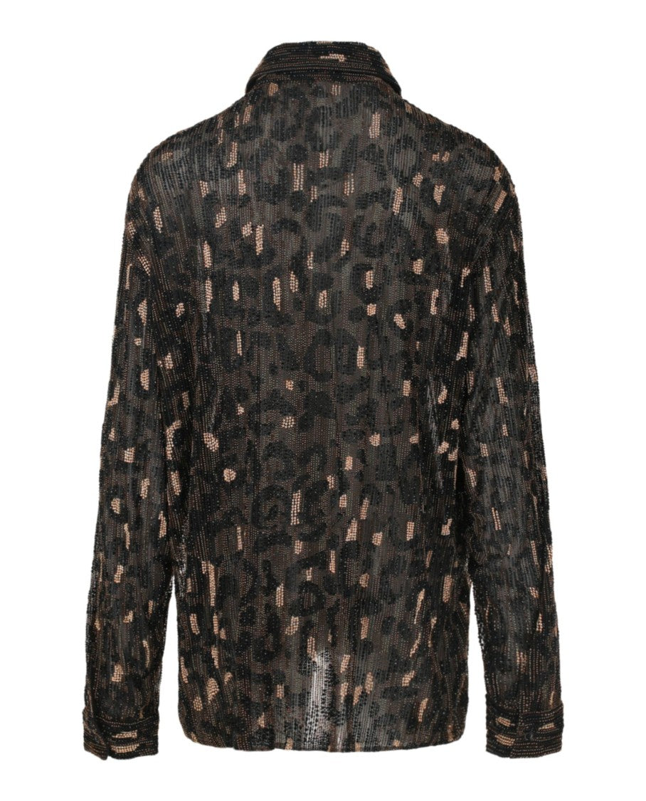 Versace Beaded Embellished Animal Patterned Shirt