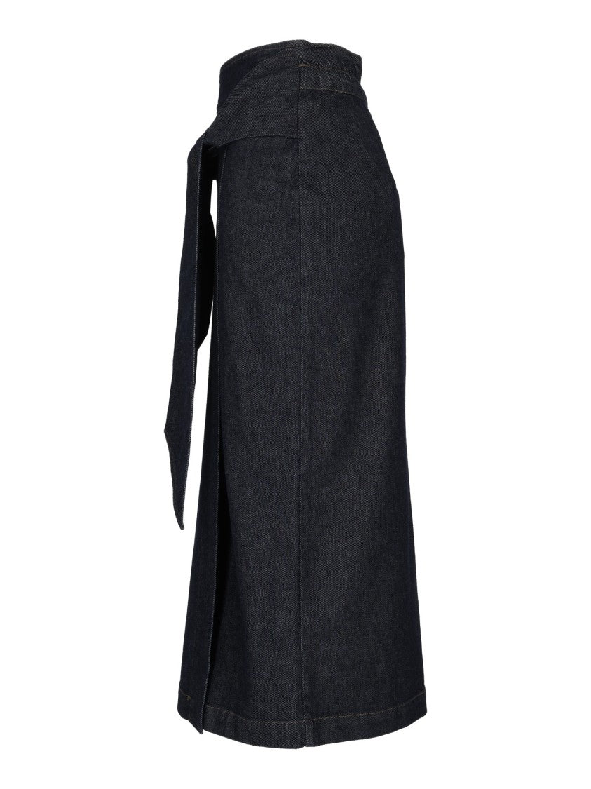 Emporio Armani Dark Denim Belted Midi Skirt