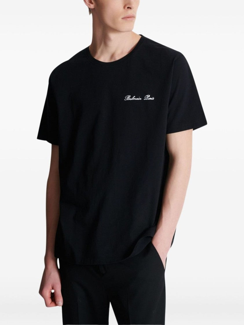 Balmain Relaxed-Fit Black T-Shirt With Script Logo