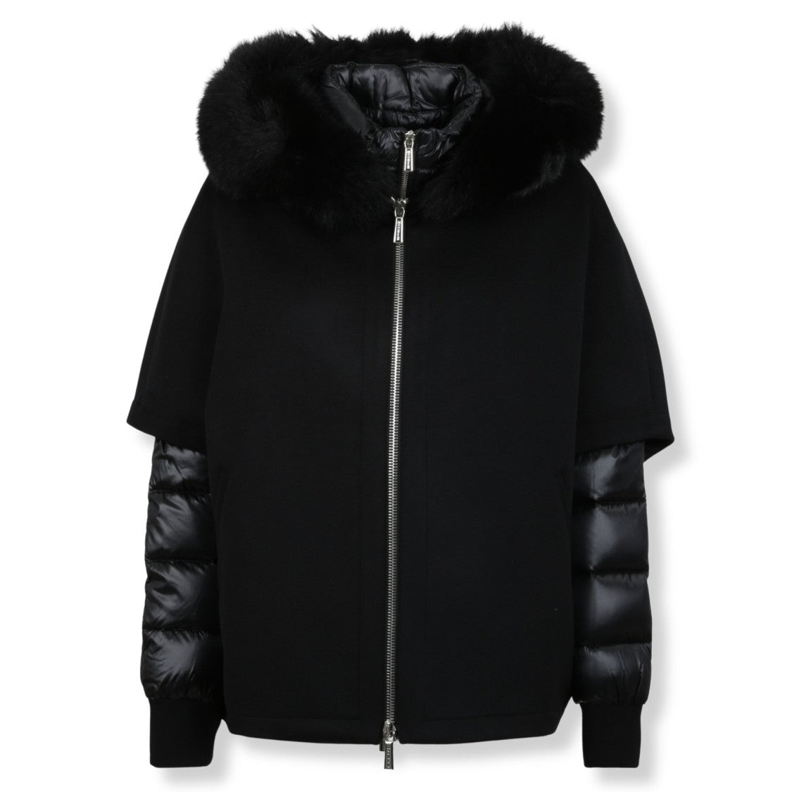 Moorer Short Cape-Style Jacket With Removable Padded Bomber