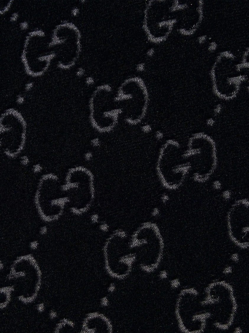 Gucci Black Cropped Velvet Monogrammed Shirt
